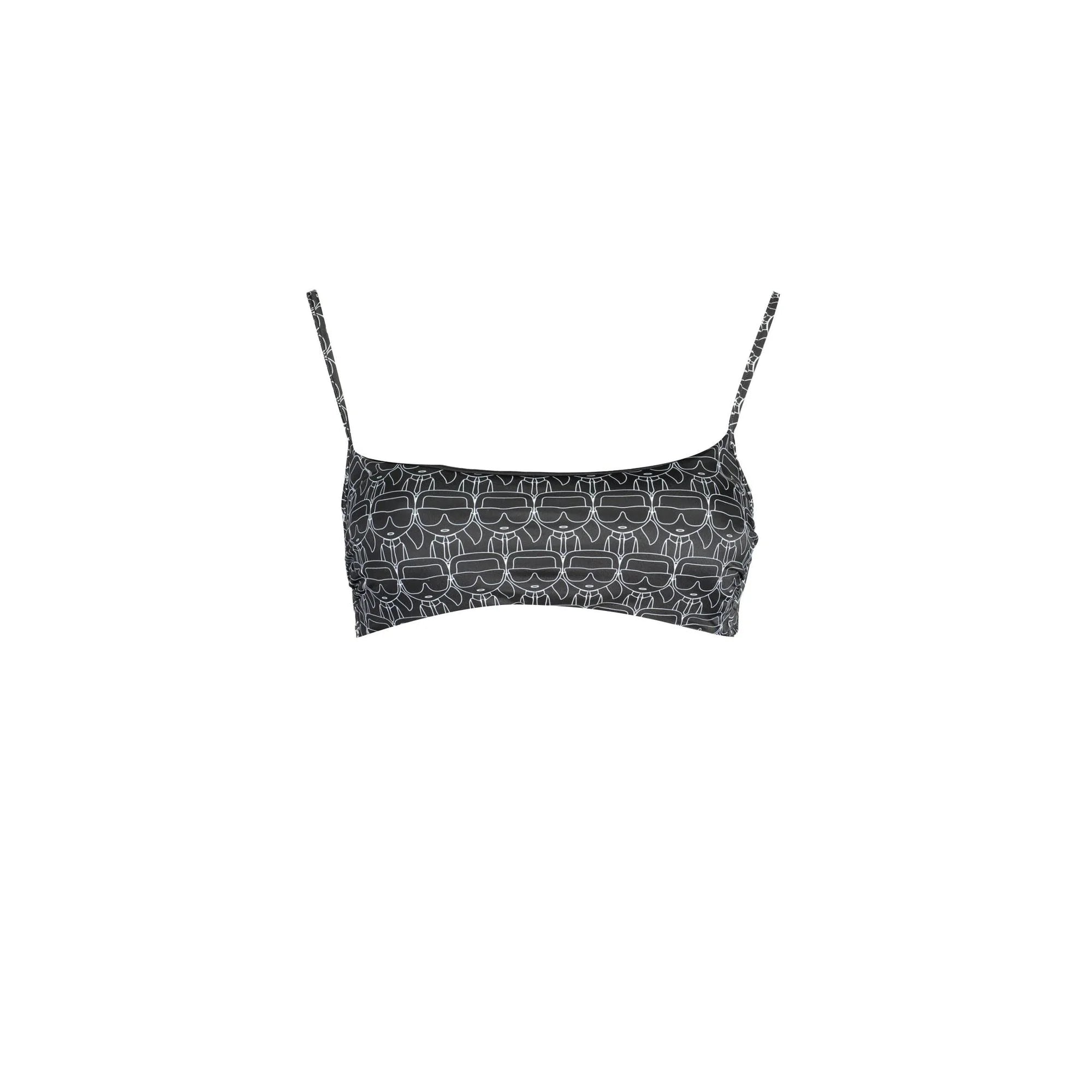Karl Lagerfeld Beachwear Costume Mare Donna Nero Allacciatura al Collo - foto prodotto